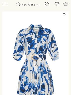 CARA CARA CARO PETAL SKETCH NAVY BELTED MINI DRESS  2026SS